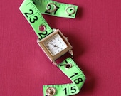 Tape Measure Watch in Lime Green