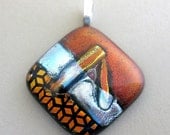 Dichroic Pendant Slide, Orange & Silver Dichroic Glass - Tropical Highland - 3355 - 012