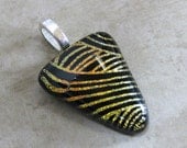 Dichroic Pendant, Fused Glass Pendant, Orange Gold Dichroic Stripes, Omega Slide Jewelry - Breathless - 3408 -2