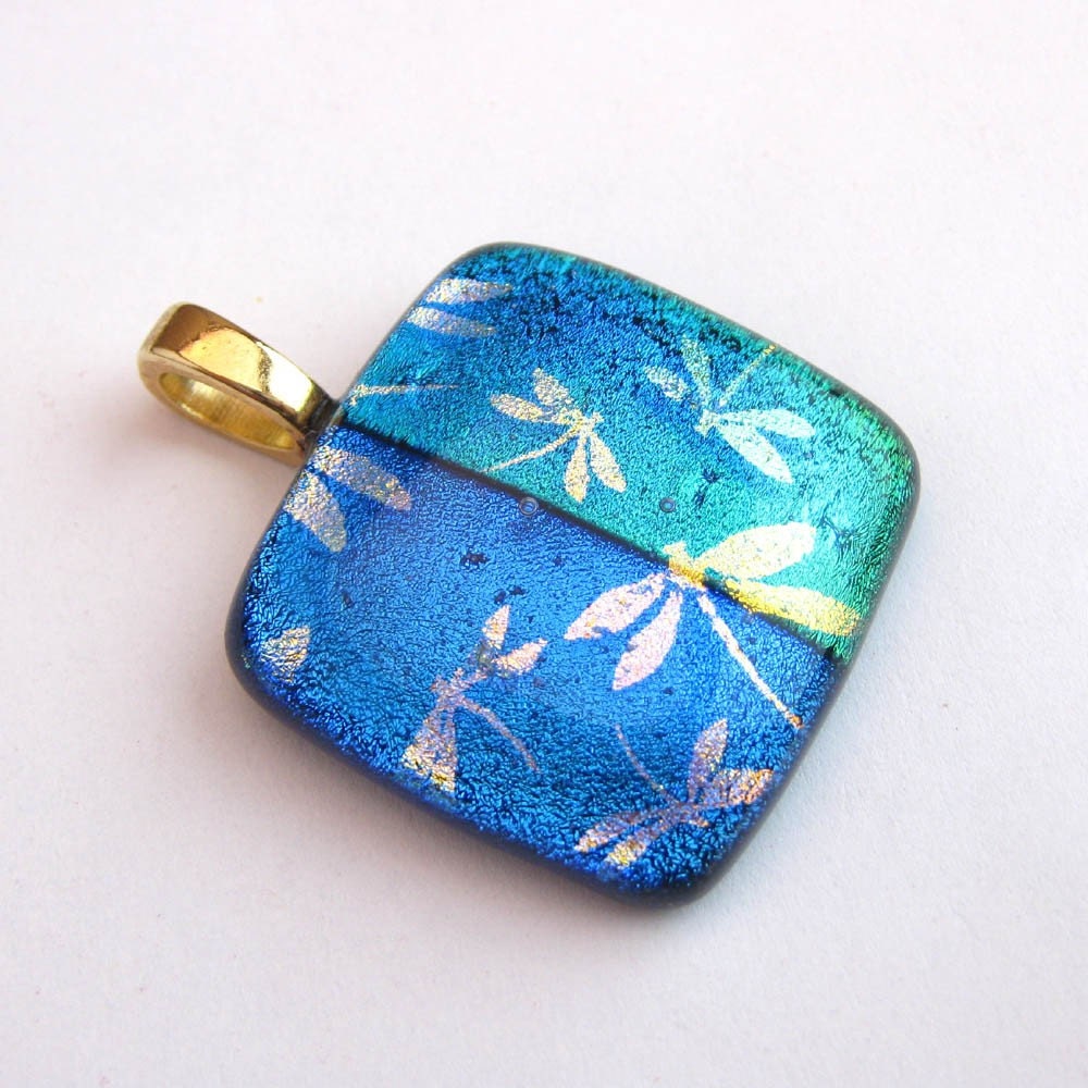 Twilight Lake - Slide /Pendant Dichroic Fused Glass - 3061