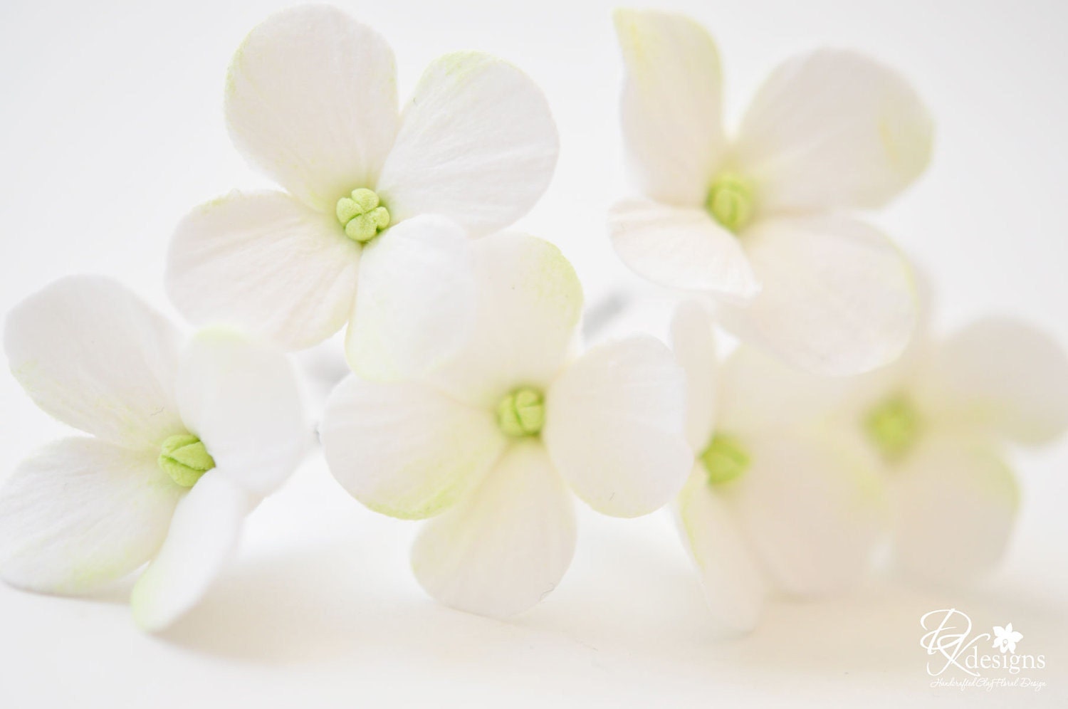 COUTURE CLAY - Made to Order Whitish Green Hydrangea Hair Flowers
