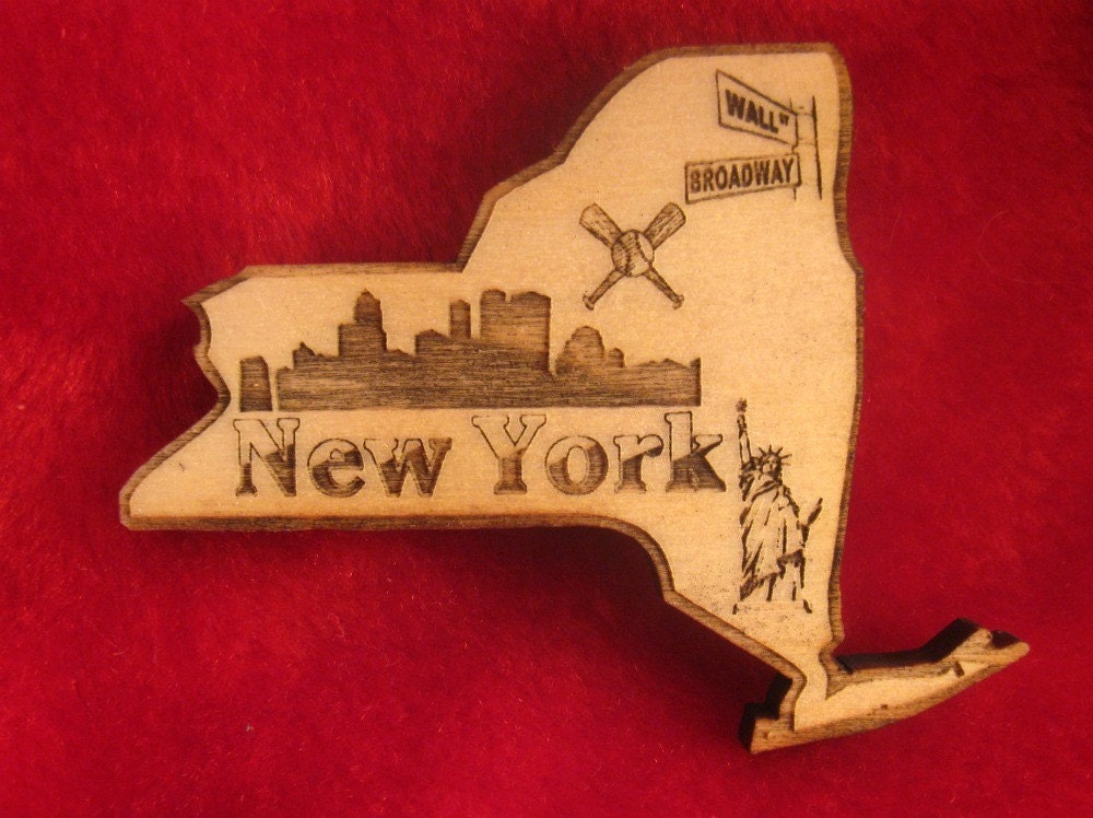 New York State Wooden Magnet