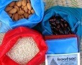 Reusable bulk food / produce ripstop nylon bags - three medium, red, blue, turquoise