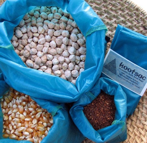 Reusable bulk food / produce bags for rice, flour, beans, all dry food - set of three turquoise