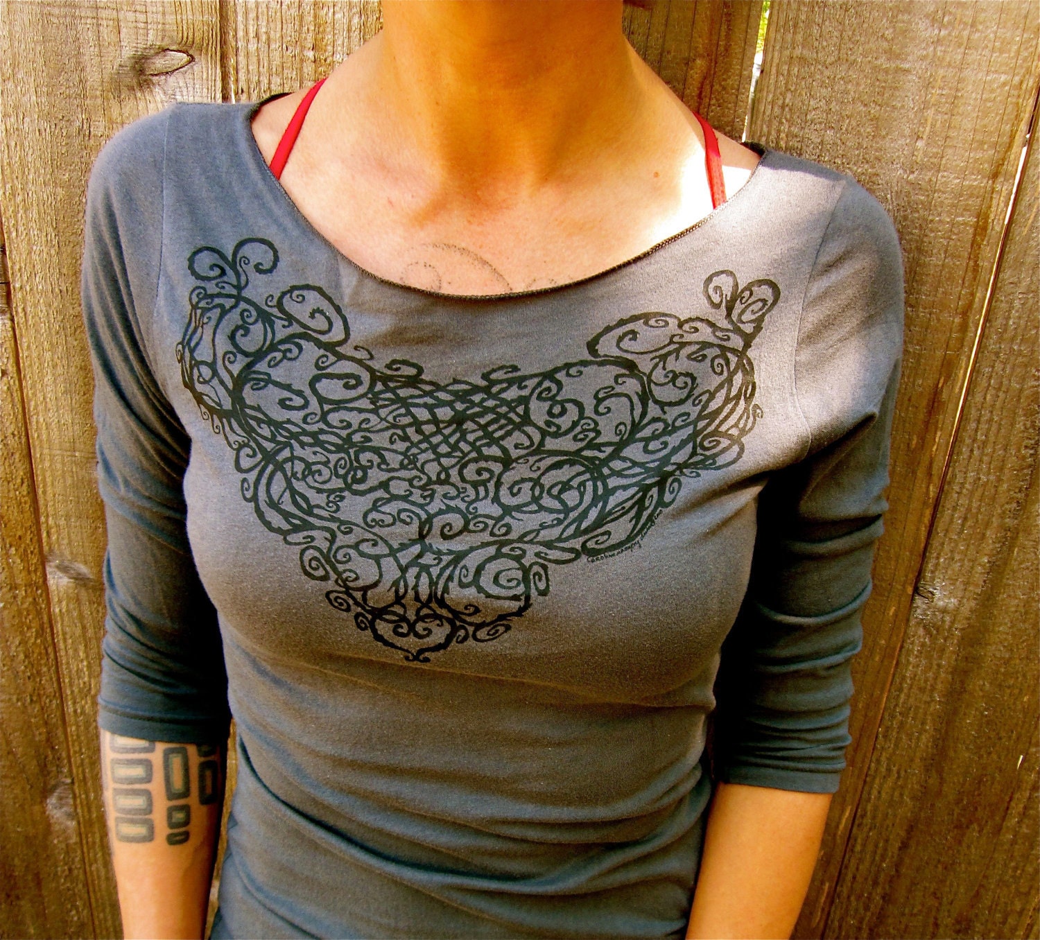 Celtic Lace Boatneck Grey Tshirt S M L XL