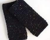Black Long Fingerless Gloves with Specks of Color  Medium to Large Hand Size