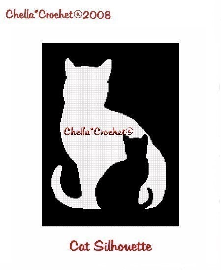SALE see SHOP for details Chella Crochet Cat and Kitten Silhouette Afghan Crochet Pattern Graph Chart .PDF