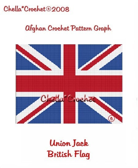 SALE see SHOP for details Chella Crochet British Union Jack Flag Afghan Crochet Pattern Graph Chart .PDF