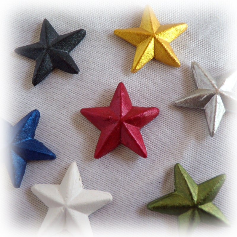 Sparkling 3D Star Embellishments Set of 5 (You pick the colors)