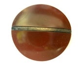 6 Antique button, art deco, glass, vintage, brown, 34mm