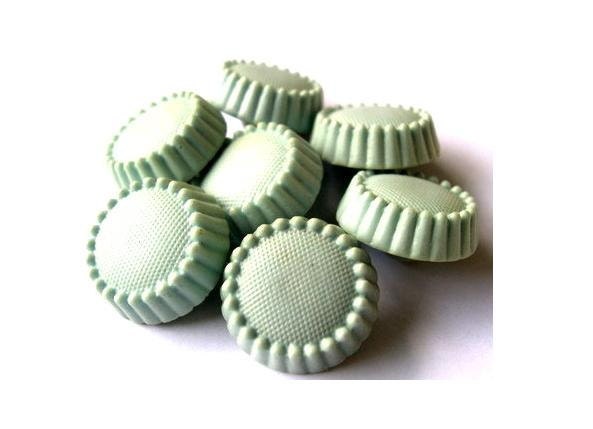 6 Vintage buttons unique color plastic  20mm shank thick