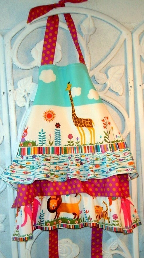 Girls Ruffled Jungle Full Apron