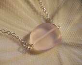 17-inch Silver and Pale Pink Sea Glass Necklace