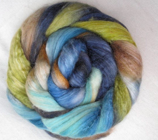 Handpainted Rovings -- Blueface Leicester and Silk