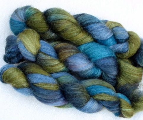 Handpainted Rovings -- Blueface Leicester Wool and Silk