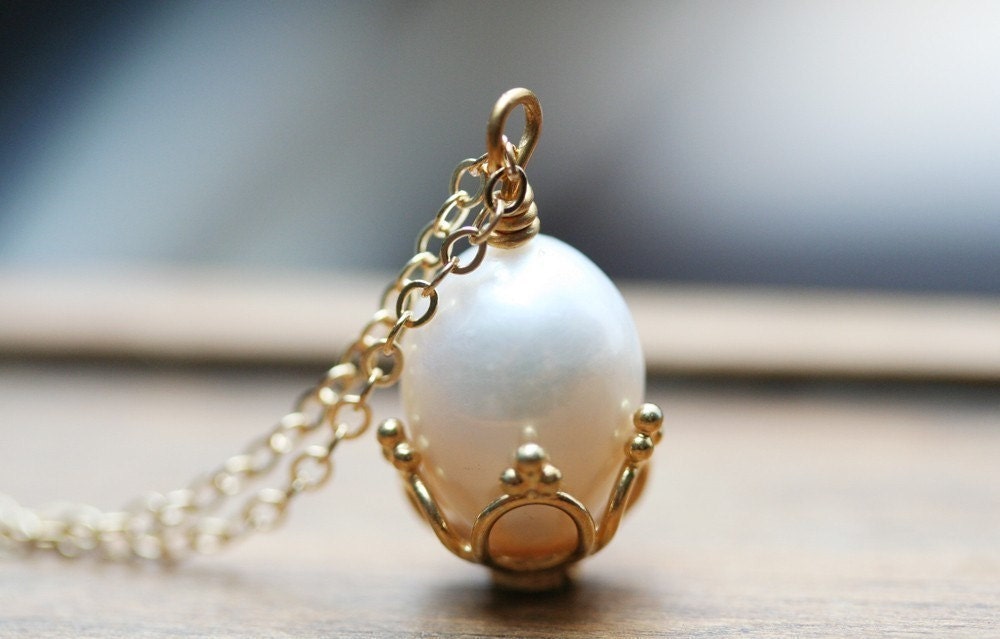 Pearl Necklace, White Pearl Necklace, Simple Pearl Necklace, Wedding Necklace