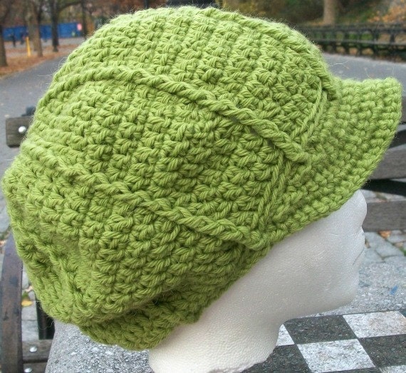 Fern Green Hat Tam Newsboy Alpaca Wool Yarn FREE SHIPPING
