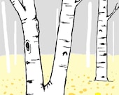 birch tree art print: shedding light