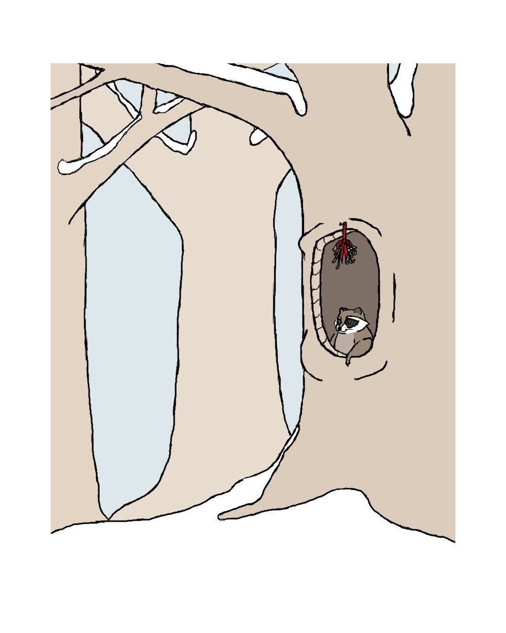 raccoon art print: open for business