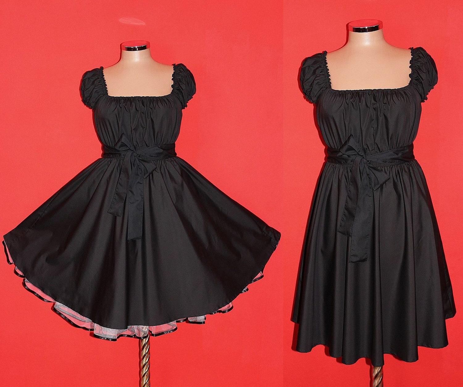 JET BLACK 40s 50s Rockabilly Swing Pin Up Dress US Plus Size 22 24 26