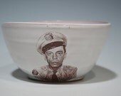 Handmade Barney Fife Bowl with glossy white glaze and FREE SHIPPING