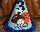 TLB Boy or Girl Personalized Birthday Hat Sports Baseball, Basketball, Football, Soccer Photographers Props Cake Smash