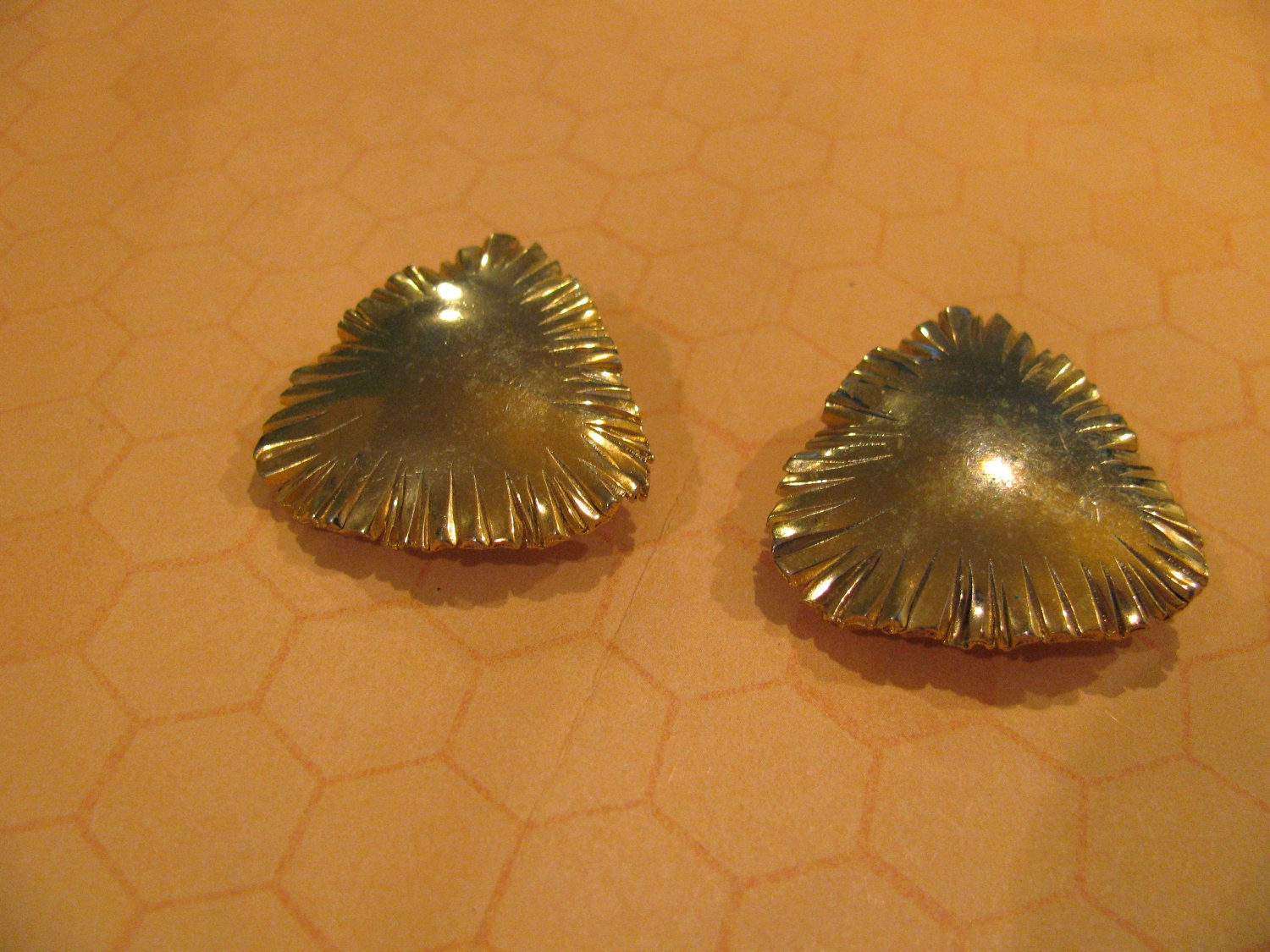 Gold Triangle Clip On Earrings