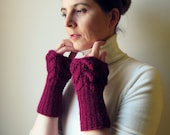 Arm Warmers Knitted in Cherry Red Wool