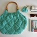 Mint Green Bag Knitted in Cotton with Rattan Handles