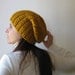 Puffy Hat Yellow Hand Knitted