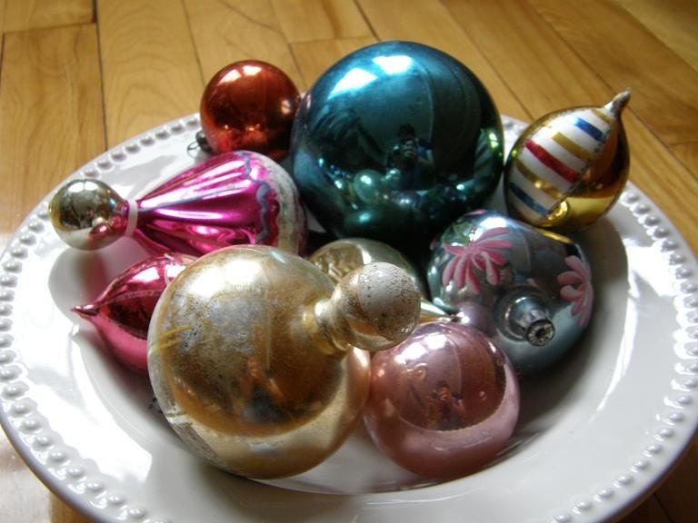 Vintage Antique Christmas Balls - Set of 9 ON HOLD FOR WAKEUPMAGGIE