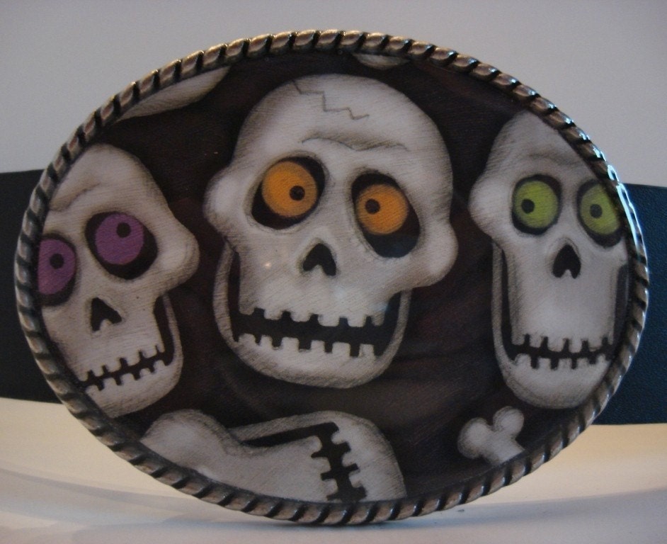 Halloween Belt Buckle - Bone Dudes - Day of the Dead