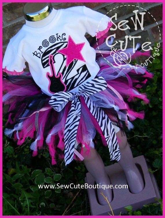 Rock Star Girl's Birthday Tutu and Tee Set