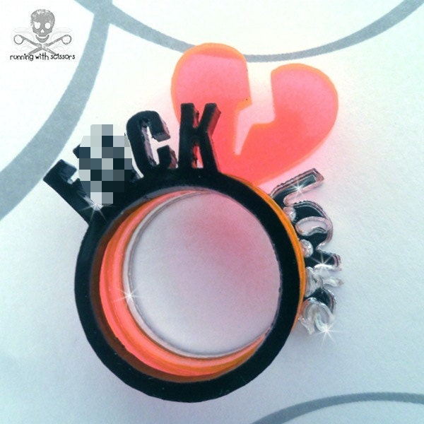 F-CK LOVE - Layered Laser Cut Acrylic Ring MATURE