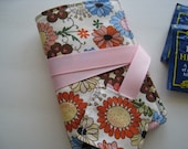 Retro Flowers on Tea Book With Pink Ribbon Closure