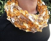 Otoño Handknit Scarf Beautiful Earth Tones of Chocolate, Brown, Yellow and Beige