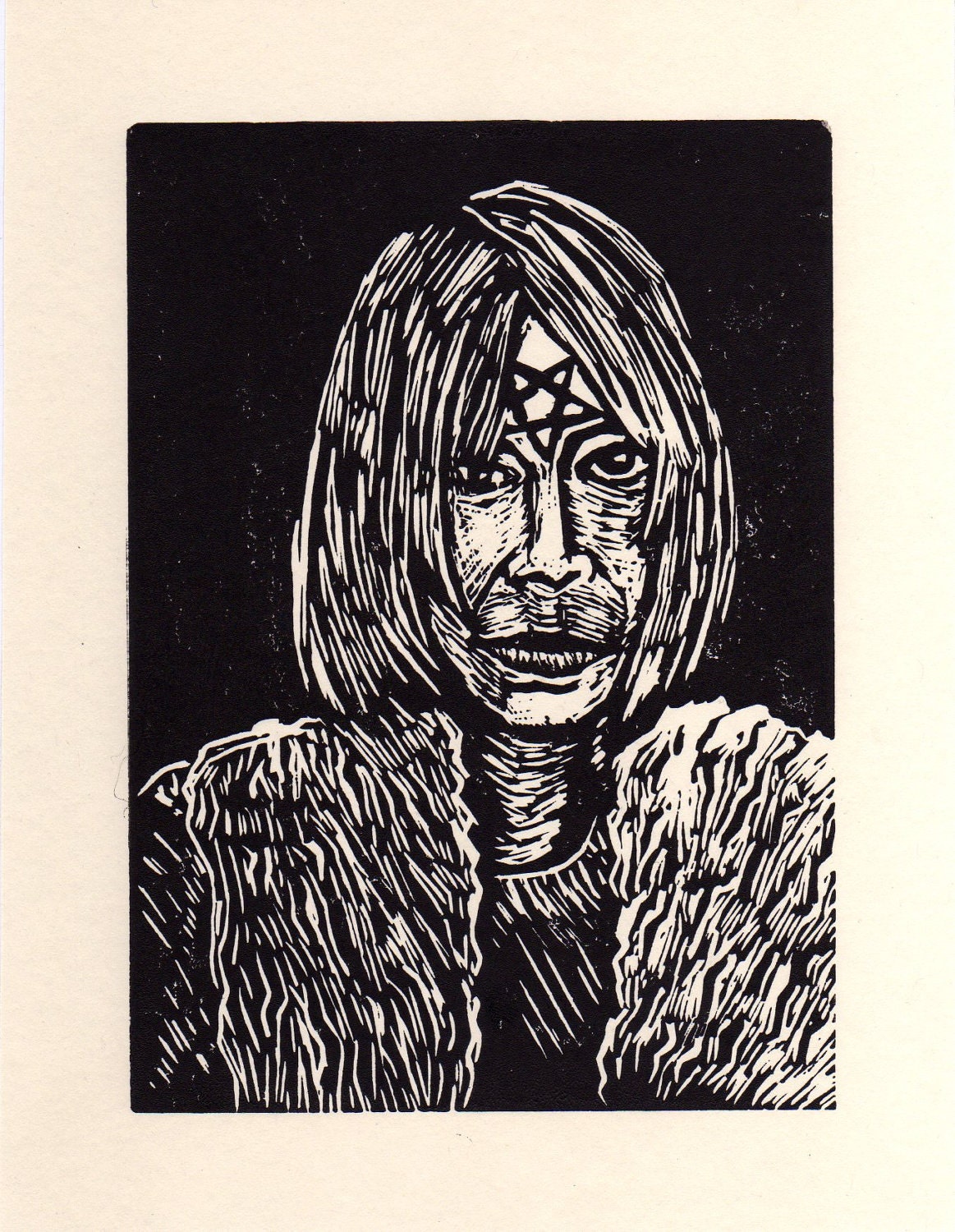 Kim Gordon Linocut Print Portrait
