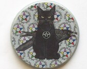 Pagan CAT and RAVEN Silver Harm None Talisman Amulet Witch Wicca