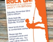 Rock Climbing - Rock On - Birthday Invitation