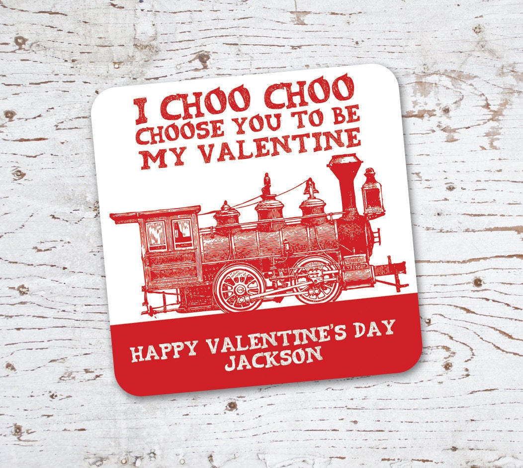 Valentine Stickers or Gift Tags . Vintage Train . for Favors, Treat Bags and Envelope Seals Il_170x135