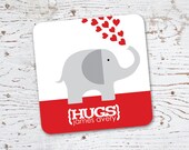 Valentine Gift Tag Stickers . Elephant with Red Hearts . for Favors, Treat Bags and Envelope Seals Il_170x135