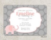 Pink and Gray Elephant Invitations