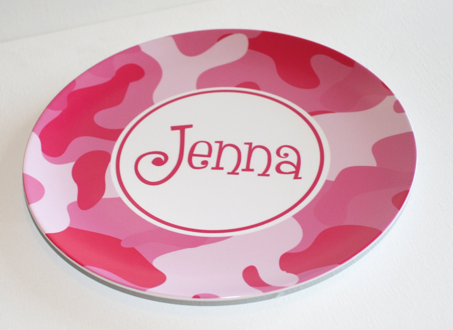 Camouflage - Hot Pink - Personalized Melamine Plate Il_570xn