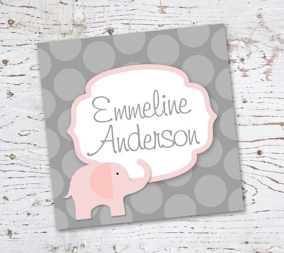 Pink and Grey Elephant Gift Tags - for birthday or baby shower Il_570xn