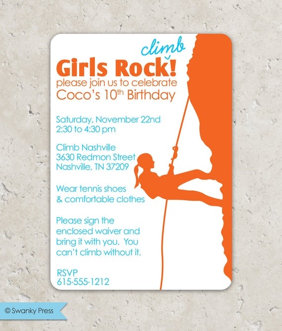 Rock Climbing - Girls Rock - Birthday Invitation Il_570xn
