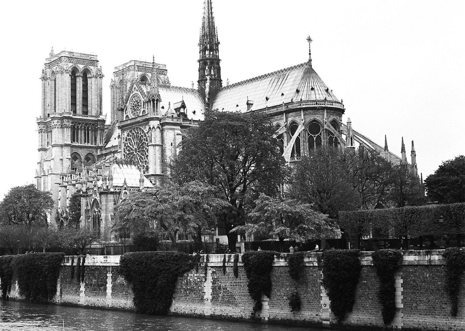 Black and White Notre Dame Cathedral 5x7 Fine Art Print