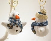 Christmas Snowman Ornaments Polymer Clay Holiday - DragonStarArt