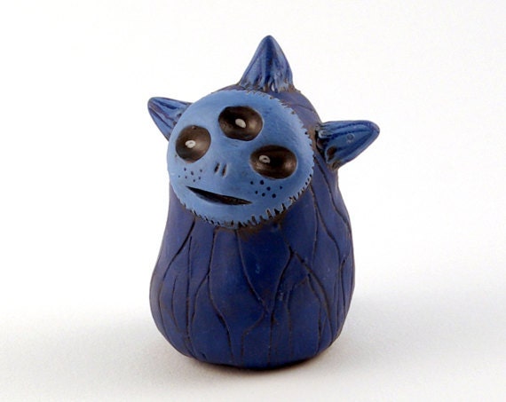 Polymer Clay Alien, Little Blue Alien, Three Eyes