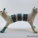 Clay Cat Sculpture Art Object Blue Beige Monster Janus