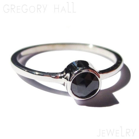 14K White Gold Black Diamond Wedding Band Anniversary Engagement Ring Rings Jewelry Jewellery SSR-504